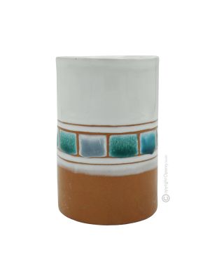 VASO TERRA ROSSA Ceramic vase handcraft handmade hand painted authentic Made in Italy from the Friuli region