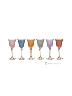 CALLE Set of 6 authentic hand-painted stemmed liqueur glasses in superior quality glass.