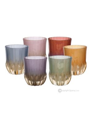 CALLE Set of 6 authentic modern hand painted water glasses in superior quality glass.