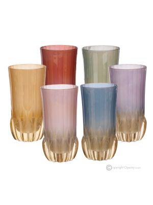 CALLE Set of 6 authentic modern hand painted drink glasses in premium quality glass.