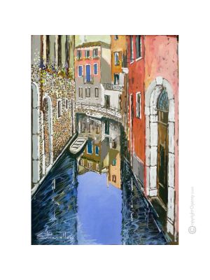 CANAL IN VENICE Acrylic painting on canvas modern Made in Italy 