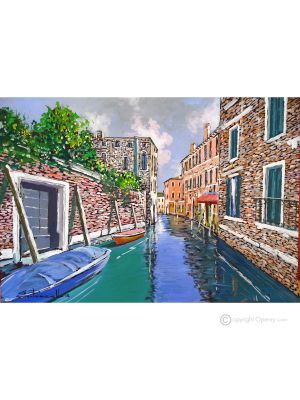 CANAL IN VENICE Acrylic painting on canvas modern Made in Italy 