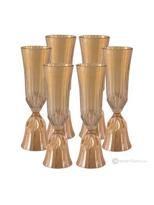 Set of 6 authentic hand-painted flute glasses in premium quality glass.