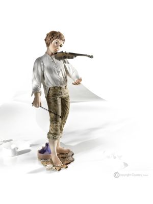 SONG OF FAITH - Capodimonte porcelain, musician with violin, handcrafted work.