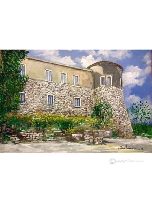 MOLINARA HISTORICAL CENTER Acrylic painting on canvas modern Made in Italy 