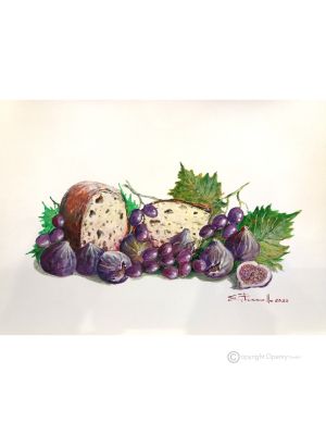 FIGS AND PLUMS Acrylic painting on canvas modern Made in Italy 