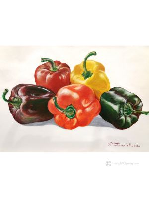 PEPPERS Acrylic painting on canvas modern Made in Italy 