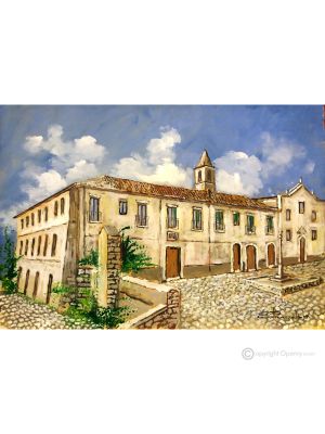 SAN FRANCESCO CONVENT Acrylic painting on canvas modern Made in Italy 