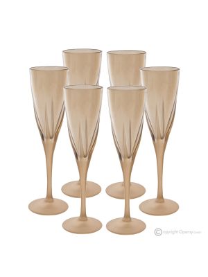 Set of 6 authentic hand-painted flute glasses in premium quality glass.