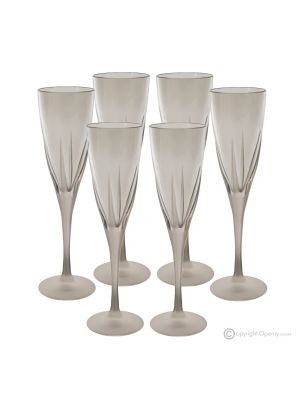 Set of 6 authentic hand-painted flute glasses in premium quality glass.