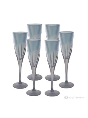 Set of 6 authentic hand-painted flute glasses in premium quality glass.