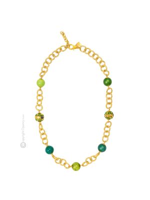 COLLANA FIORATO ORO fashion jewellery collier necklace handmade pearls in Murano-Venice glass with gold 18k authentic Made in Italy