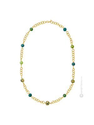COLLANA FIORATO ORO fashion jewellery collier necklace handmade pearls in Murano-Venice glass with gold 18k authentic Made in Italy