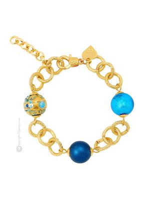 BRACCIALE FIORATO ORO fashion jewellery bracelet armlet handmade pearls in Murano-Venice glass with gold 18k authentic Made in Italy