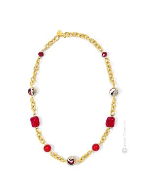 COLLANA FUNNY fashion jewellery collier necklace handmade pearls in Murano-Venice glass with gold 18k authentic Made in Italy