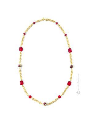 COLLANA FUNNY fashion jewellery collier necklace handmade pearls in Murano-Venice glass with gold 18k authentic Made in Italy