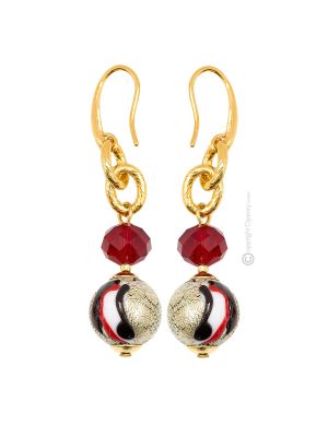 ORECCHINI FUNNY fashion jewellery Earrings handmade pearls in Murano-Venice glass with gold 18k authentic Made in Italy