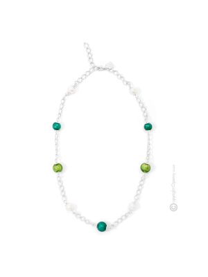 COLLANA DENISE fashion jewellery collier necklace handmade pearls in Murano-Venice glass with SILVER 925 authentic Made in Italy
