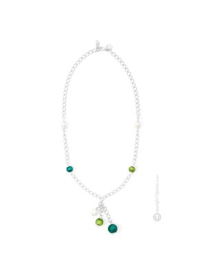 COLLANA DENISE fashion jewellery collier necklace handmade pearls in Murano-Venice glass with silver 925 authentic Made in Italy