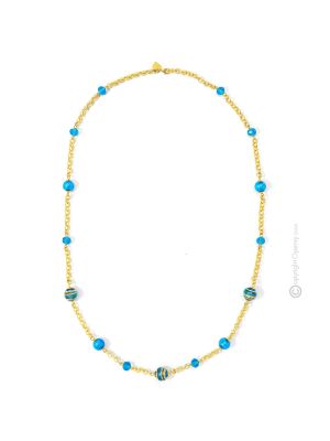 COLLANA FASCIA ORO fashion jewellery collier necklace handmade pearls in Murano-Venice glass with gold 18k authentic Made in Italy