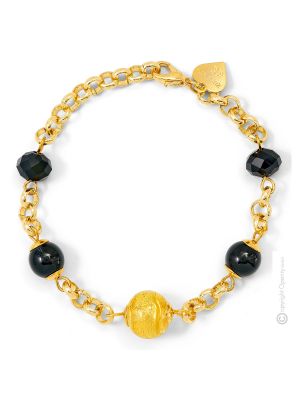 BRACCIALE FASCIA ORO fashion jewellery bracelet armlet handmade pearls in Murano-Venice glass with gold 18k authentic Made in Italy