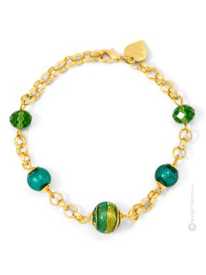 BRACCIALE FASCIA ORO fashion jewellery bracelet armlet handmade pearls in Murano-Venice glass with gold 18k authentic Made in Italy