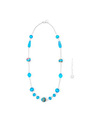 COLLANA AURORA fashion jewellery collier necklace handmade pearls in Murano-Venice glass with silver 925 authentic Made in Italy