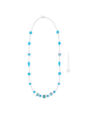 COLLANA AURORA fashion jewellery collier necklace handmade pearls in Murano-Venice glass with silver 925 authentic Made in Italy