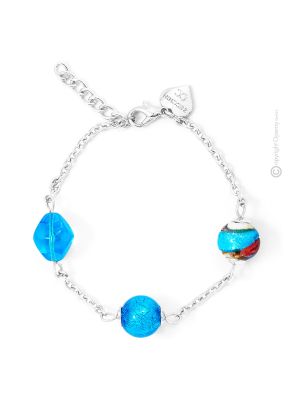 BRACCIALE AURORA fashion jewellery bracelet armlet handmade pearls in Murano-Venice glass with silver 925 authentic Made in Italy