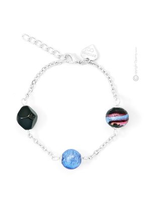 BRACCIALE AURORA fashion jewellery bracelet armlet handmade pearls in Murano-Venice glass with silver 925 authentic Made in Italy