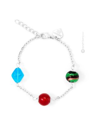 BRACCIALE AURORA fashion jewellery bracelet armlet handmade pearls in Murano-Venice glass with silver 925 authentic Made in Italy