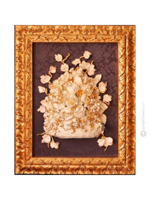 TABLEAU Wall picture ceramic decorative hanging baroque style artistic ceramic with 24k gold details Made in Italy