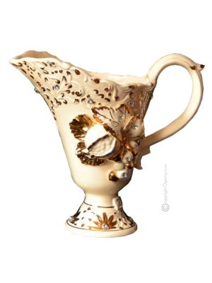 VASE AGGRAZIATO Baroque style artistic ceramic with 24k gold details Made in Italy