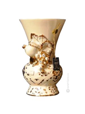 VASE APPARISCENTE Baroque style artistic ceramic with 24k gold details Made in Italy