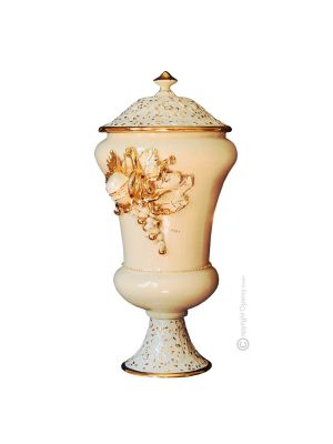 VASE LEGGIADRO Baroque style artistic ceramic with 24k gold details Made in Italy