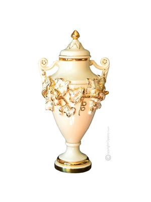 VASE ARMONIOSO Baroque style artistic ceramic with 24k gold details Made in Italy