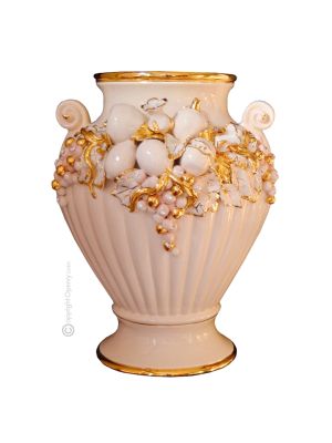 VASE IONICO Baroque style artistic ceramic with 24k gold details Made in Italy