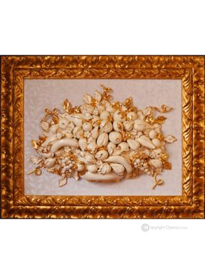 TABLEAU Wall picture ceramic decorative hanging baroque style artistic ceramic with 24k gold details Made in Italy