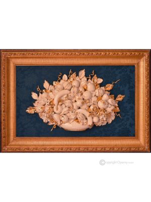 TABLEAU Wall picture ceramic decorative hanging baroque style artistic ceramic with 24k gold details Made in Italy