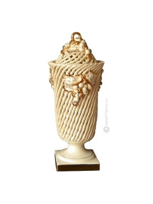 LAMP Table lamp abat-jour lampshade Baroque style artistic ceramic with 24k gold details Swarovski crystals Made in Italy