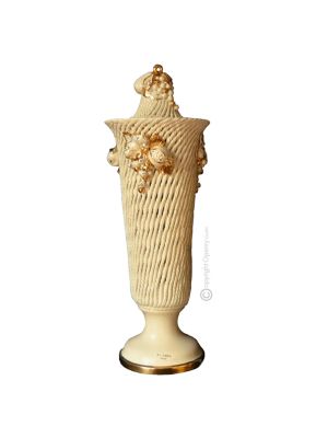 LAMP Table lamp abat-jour lampshade Baroque style artistic ceramic with 24k gold details Swarovski crystals Made in Italy