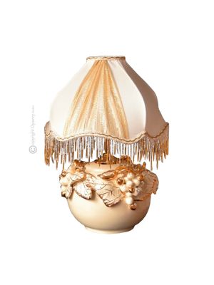 LAMP Table lamp abat-jour lampshade Baroque style artistic ceramic with 24k gold details Swarovski crystals Made in Italy
