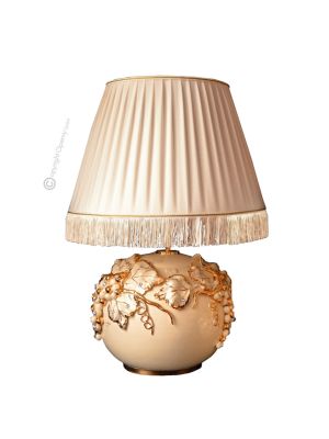 LAMP Table lamp abat-jour lampshade Baroque style artistic ceramic with 24k gold details Swarovski crystals Made in Italy