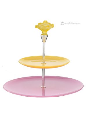 SWEET Tiered cake and fruit stand in superior quality hand-painted glass.