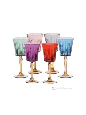 DOMINA Set of 6 authentic hand-painted stemmed liqueur glasses in superior quality glass.