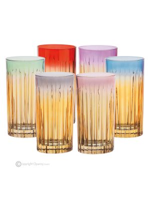 DOMINA Set of 6 authentic modern hand painted drink glasses in premium quality glass.
