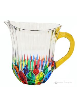 ADAGIO Pitcher, decanter, carafe, superior quality glass hand painted modern design.