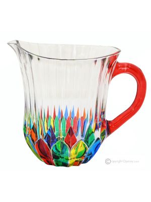 Pitcher, decanter, carafe, premium quality glass hand painted modern design.