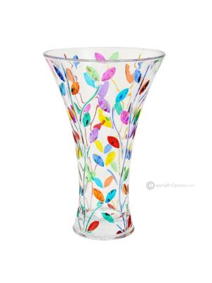 LAURUS Authentic hand painted vase modern decorative in premium quality glass.