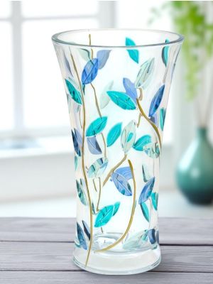 LAURUS Authentic hand painted vase modern decorative in premium quality glass.